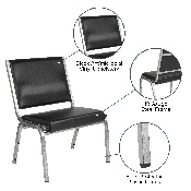 HERCULES Series 1500 lb. Rated Black Antimicrobial Vinyl Bariatric Medical Reception Chair, XU-DG-60442-660-1-BV-GG