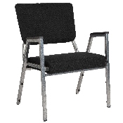 HERCULES Series 1500 lb. Rated Black Antimicrobial Fabric Bariatric Medical Reception Arm Chair with 3/4 Panel Back, XU-DG-60443-670-2-BK-GG