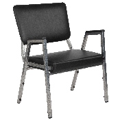 HERCULES Series 1500 lb. Rated Black Antimicrobial Vinyl Bariatric Medical Reception Arm Chair with 3/4 Panel Back, XU-DG-60443-670-2-BV-GG