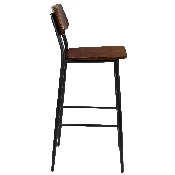 Industrial Barstool with Gunmetal Steel Frame and Rustic Wood Seat, XU-DG-60725B-GG