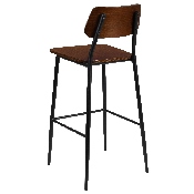 Industrial Barstool with Gunmetal Steel Frame and Rustic Wood Seat, XU-DG-60725B-GG