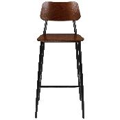 Industrial Barstool with Gunmetal Steel Frame and Rustic Wood Seat, XU-DG-60725B-GG