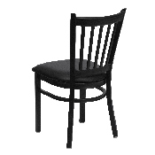 HERCULES Series Black Vertical Back Metal Restaurant Chair - Black Vinyl Seat, XU-DG-6Q2B-VRT-BLKV-GG