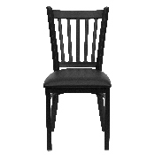 HERCULES Series Black Vertical Back Metal Restaurant Chair - Black Vinyl Seat, XU-DG-6Q2B-VRT-BLKV-GG