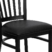 HERCULES Series Black Vertical Back Metal Restaurant Chair - Black Vinyl Seat, XU-DG-6Q2B-VRT-BLKV-GG