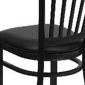 HERCULES Series Black Vertical Back Metal Restaurant Chair - Black Vinyl Seat, XU-DG-6Q2B-VRT-BLKV-GG