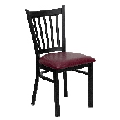 HERCULES Series Black Vertical Back Metal Restaurant Chair - Burgundy Vinyl Seat, XU-DG-6Q2B-VRT-BURV-GG