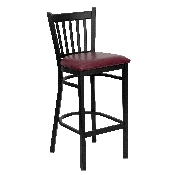 HERCULES Series Black Vertical Back Metal Restaurant Barstool - Burgundy Vinyl Seat, XU-DG-6R6B-VRT-BAR-BURV-GG