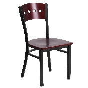 HERCULES Series Black 4 Square Back Metal Restaurant Chair - Mahogany Wood Back & Seat, XU-DG-6Y1B-MAH-MTL-GG