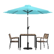 5 Piece Outdoor Patio Dining Table Set with 2 Synthetic Teak Stackable Chairs, 36