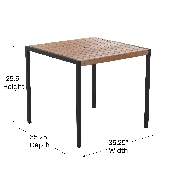 7 Piece Outdoor Patio Table Set with 4 Synthetic Teak Stackable Chairs, 35" Square Table, Gray Umbrella & Base, XU-DG-810060064-UB19BGY-GG