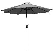 7 Piece Outdoor Patio Table Set with 4 Synthetic Teak Stackable Chairs, 35" Square Table, Gray Umbrella & Base, XU-DG-810060064-UB19BGY-GG