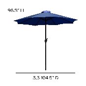 7 Piece Outdoor Patio Table Set with 4 Synthetic Teak Stackable Chairs, 35" Square Table, Navy Umbrella & Base, XU-DG-810060064-UB19BNV-GG