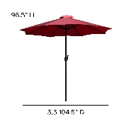7 Piece Outdoor Patio Table Set with 4 Synthetic Teak Stackable Chairs, 35" Square Table, Red Umbrella & Base, XU-DG-810060064-UB19BRD-GG