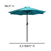 7 Piece Outdoor Patio Dining Table Set with 4 Synthetic Teak Stackable Chairs, 35" Square Table, Teal Umbrella & Base, XU-DG-810060064-UB19BTL-GG