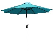 7 Piece Outdoor Patio Dining Table Set with 4 Synthetic Teak Stackable Chairs, 35" Square Table, Teal Umbrella & Base, XU-DG-810060064-UB19BTL-GG