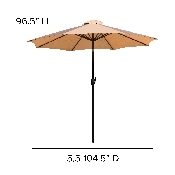 7 Piece Outdoor Patio Table Set with 4 Synthetic Teak Stackable Chairs, 35" Square Table, Tan Umbrella & Base, XU-DG-810060064-UB19BTN-GG