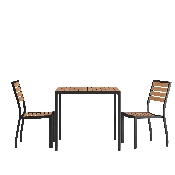 3 Piece Patio Table Set - Synthetic Teak Poly Slats - 35