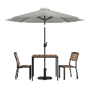 5 Piece All-Weather Deck or Patio Set with 2 Stacking Faux Teak Chairs, 35