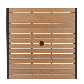 5 Piece All-Weather Deck or Patio Set with 2 Stacking Faux Teak Chairs, 35" Square Faux Teak Table, Red Umbrella & Base, XU-DG-810060362-UB19BRD-GG