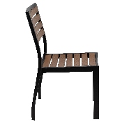 5 Piece All-Weather Deck or Patio Set with 2 Stacking Faux Teak Chairs, 35" Square Faux Teak Table, Red Umbrella & Base, XU-DG-810060362-UB19BRD-GG