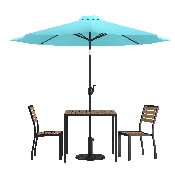 5 Piece All-Weather Deck or Patio Set with 2 Stacking Faux Teak Chairs, 35