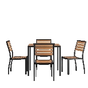 5 Piece Patio Table Set - Synthetic Teak Poly Slats - 35