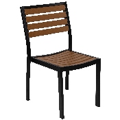 Outdoor Side Chair with Faux Teak Poly Slats, XU-DG-HW6036-GG