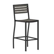 Lark Commercial Grade Bar Height Stool, All-Weather Outdoor Bar Stool with Faux Wood Poly Resin Slats and Aluminum Frame, Gray Wash, XU-DG-HW6036B-GY-GG