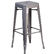 30'' High Backless Clear Coated Metal Indoor Barstool with Square Seat, XU-DG-TP0004-30-GG