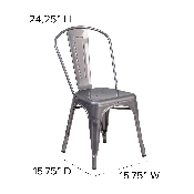 Clear Coated Metal Indoor Stackable Chair, XU-DG-TP001-GG