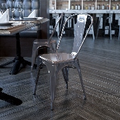 Clear Coated Metal Indoor Stackable Chair, XU-DG-TP001-GG