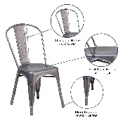 Clear Coated Metal Indoor Stackable Chair, XU-DG-TP001-GG