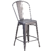 24'' High Clear Coated Indoor Counter Height Stool with Back, XU-DG-TP001B-24-GG