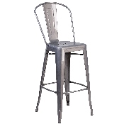 30'' High Clear Coated Indoor Barstool with Back, XU-DG-TP001B-30-GG