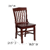 HERCULES Series School House Back Mahogany Wood Restaurant Chair, XU-DG-W0006-MAH-GG