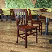 HERCULES Series School House Back Mahogany Wood Restaurant Chair, XU-DG-W0006-MAH-GG