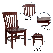 HERCULES Series School House Back Mahogany Wood Restaurant Chair, XU-DG-W0006-MAH-GG