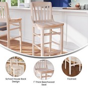 HERCULES School House Back Antique White Wood Restaurant Barstool
