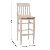 HERCULES School House Back Antique White Wood Restaurant Barstool
