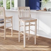 HERCULES School House Back Antique White Wood Restaurant Barstool