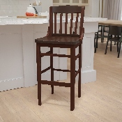HERCULES Series School House Back Walnut Wood Restaurant Barstool, XU-DG-W0006BAR-WAL-GG