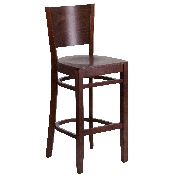 Lacey Series Solid Back Walnut Wood Restaurant Barstool, XU-DG-W0094BAR-WAL-WAL-GG