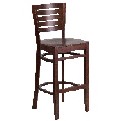 Darby Series Slat Back Walnut Wood Restaurant Barstool, XU-DG-W0108BBAR-WAL-WAL-GG