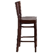 Darby Series Slat Back Walnut Wood Restaurant Barstool, XU-DG-W0108BBAR-WAL-WAL-GG