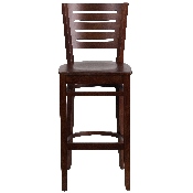 Darby Series Slat Back Walnut Wood Restaurant Barstool, XU-DG-W0108BBAR-WAL-WAL-GG
