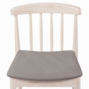 Chester Commercial Grade Solid Wood Antique White Dining Chair with Curved Spindle Backrest and Beige Vinyl Seat, XU-DG-W0359-ANTWHT-GG
