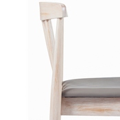 Chester Commercial Grade Solid Wood Antique White Dining Chair with Curved Spindle Backrest and Beige Vinyl Seat, XU-DG-W0359-ANTWHT-GG