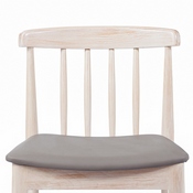 Chester Commercial Grade Solid Wood Antique White Dining Chair with Curved Spindle Backrest and Beige Vinyl Seat, XU-DG-W0359-ANTWHT-GG