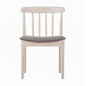 Chester Commercial Grade Solid Wood Antique White Dining Chair with Curved Spindle Backrest and Beige Vinyl Seat, XU-DG-W0359-ANTWHT-GG